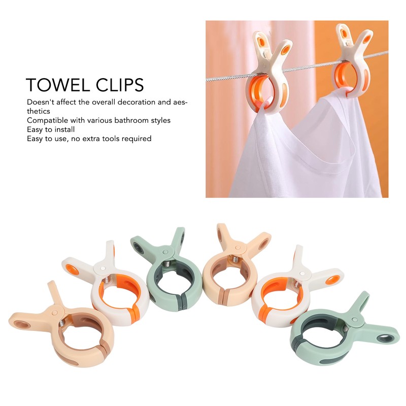 6PCS Beach Towel Clips Multifunctional Rustproof Windproof Quilt Drying Clip