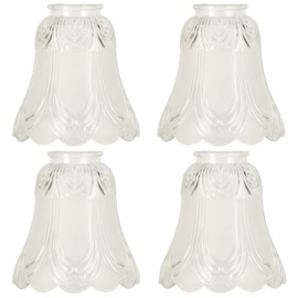 YELOKIE Set of 4 Premium Clear & Frosted Ceiling Fans Light Covers Glass Shade, Transitional Style Replacement Glass Shade with Standard 2-1/8" Fitter Size, 4-4/5" high x 5" Diameter
