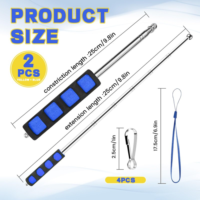 2 Pieces 4ft Telescopic Flagpole with Clips, Portable Telescopic Flagpole
