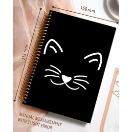 iampanda Spiral Journal Notebook,Strong Twin-Wire Binding with Premium Paper for Girl Women,60 Sheets A5 College Ruled Notebook/Journal,Perfect for School Office Home Gifts,Cute Cat Face