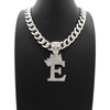 iJewelry2 Kings and Queens Crowned Letter E Crystals Pendant Silver-Tone