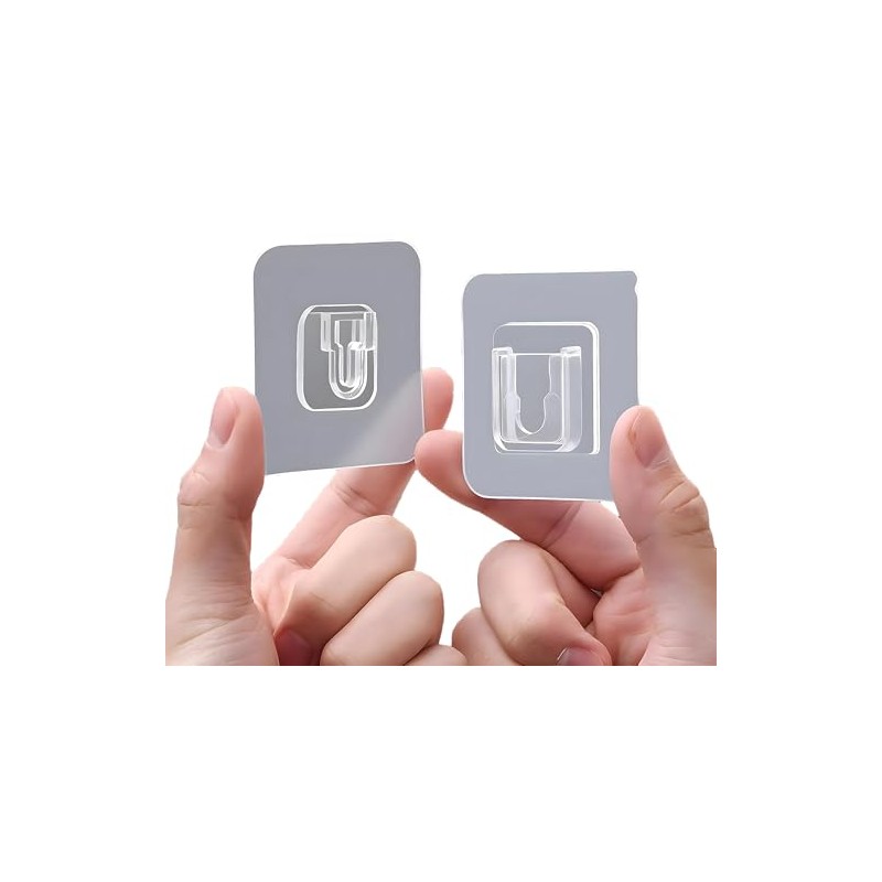 AUSAULAC 2 Pack Clear Double-Sided Adhesive Wall Hooks - Mounted