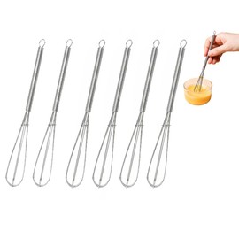 Whisks Stainless Steel Mini Wire Whisks Set of 2 Portable Stainless Steel Kitchen Tiny Whisk Egg Beater with Thick Wire for Cooking Blending Whiping Beating Stirring (6)