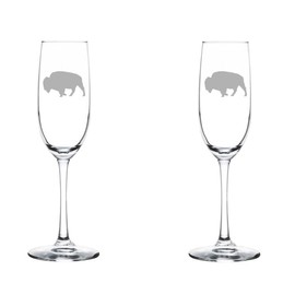 MIP Set of 2 Glass Champagne Flutes Sparkling Wine Glasses Buffalo (8 oz Stemmed)