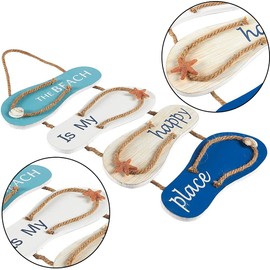 Strand Flip Flop Dekoration, Strand Hausschuhe Wanddekoration, Strand Thema Wohnkultur, Hängedekoration, Holz nautische Strand Design Flip Flop Wand Ornament, für Wohnzimmer, Schlafzimmer, Restaurant