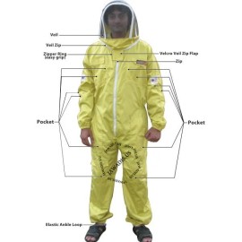 Jawadis USA Adult Yellow Beekeeper Suit Medium - Fence Veil, Sting Proof