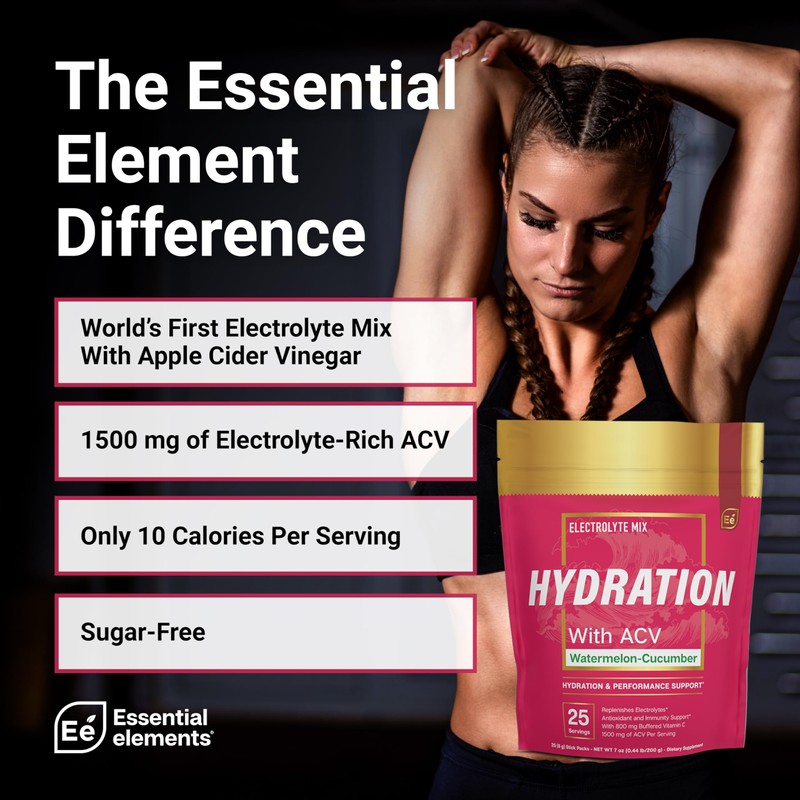 Essential Elements Hydration Packets - Watermelon Cucumber Pack - Sugar