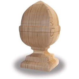 French Acorn Finial, Western Red Cedar, for 4 x 4 Post, by Woodway