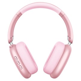 Wentronic Y01 Noise Cancelling Headphones, Wireless Over-Ear Headphones, Bluetooth 5.3, Hi-Res Sound, 48H Playback, Foldable with Microphone for iOS/Android/PC - Rose