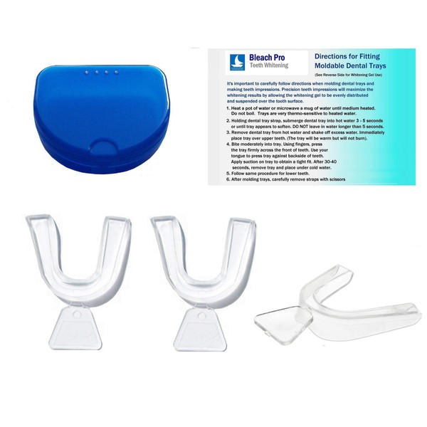 Teeth Whitening Dental Tray Set. Moldable Impression Trays with Storage Case