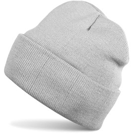 styleBREAKER Unisex Beanie Knitted Hat Solid Color, Fine Knit Hat Double Knitted, Warm Winter Knit Beanie 04024029, Colour:Light-Grey