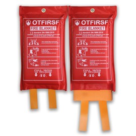 OTFIRSF Emergency Fire Blanket for Home and Kitchen-Orange-A 2 Pack 39.3"x39.3" Silicone Fiberglass Fire Blankets Emergency for House Fireplace, Grill, BBQ,Camping,Warehouse Emergency Survival Safety