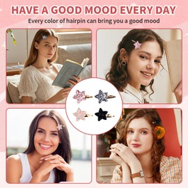 VARKAGE Pack of 24 Cute Hair Clips Girls Christmas Snap Hair Clips Girls Glitter Metal Hair Clips Girls with Glittering Stars for Children, Girls and Madame