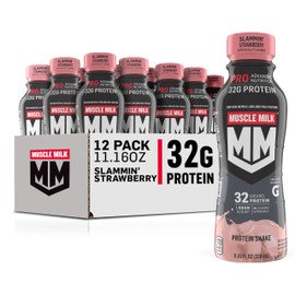 Muscle Milk Pro Advanced Nutrition Protein Shake, Slammin' Strawberry, 11.16 Fl Oz (Pack of 12), 32g Protein, 1g Sugar, 16 Vitamins & Minerals, 5g Fiber