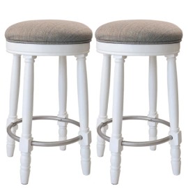 Unbranded 2pcs Bar stool with 360 ° rotating fabric cushion and home accessories - Light Oak + Rubber Wood + MDF