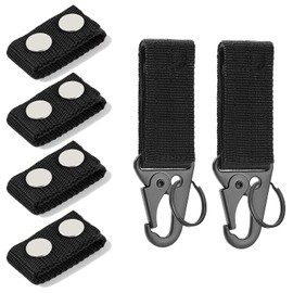 SHULLIN 6pcs 2pcs Velcro Belt Key Ring Buckle Keychain 4 Pcs Belt Keeper Snap Button Tactical Nylon Snap Belt Fastening Loop Belt Tactical Carabiner for Outdoor Climbing Survival Games Molle