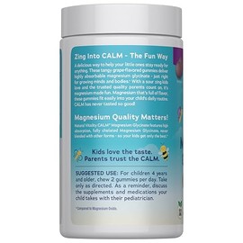 Natural Vitality Kids Calm | Magnesium Glycinate Gummies | Sour Grape Flavored | Non-GMO, Vegan & Gluten Free Supplement | 60 Count