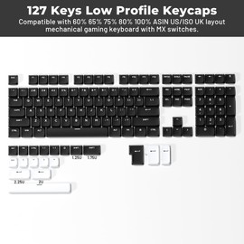 GMKWTL XVX Low Profile Black Keycaps, Double Shot PBT Keycap Sets, WOB Keyboard Keycaps Compatiability for 60% 75% 80% 85% 100% MX Switches Mechanical Keyboard- Only Key caps