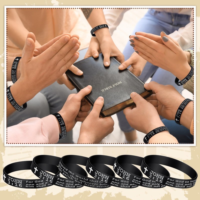 Anglechic 100 Pcs John 3: 16 Silicone Wristbands Bible Verse