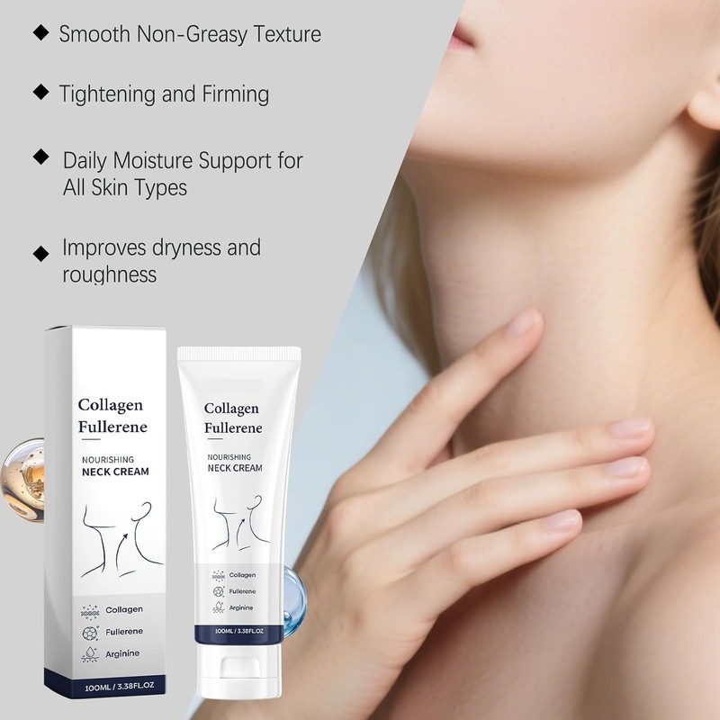 Crema Reafirmante de Cuello para Mujer, Crema Colágeno Fullereno (4Pcs)