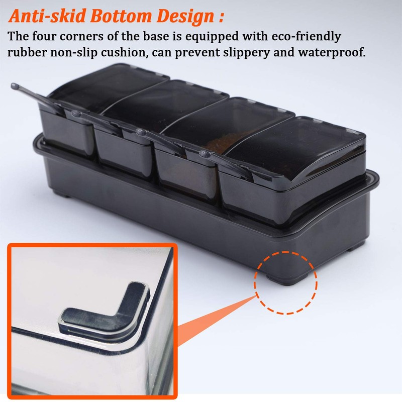 V·RESOURCING [ New Version Elegant Black Seasoning Box, 4 Pieces