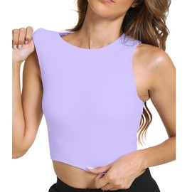 Sports Bras for Women Removable Padded Athletic Yoga Running Crop Tops Sleeveless Gym Workout Tops (Light Purple L)