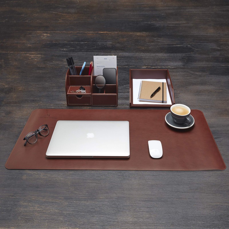 Gallaway Leather Letter Tray Desk Organizer - Paper Tray for