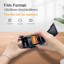 B10 - Cámara de película reutilizable de 35 mm, con película de 135/35 mm (24 x 36 mm), regalos creativos, cámara de película vintage con flash, para niños y adultos (blanco)