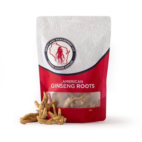 Dairyland Management LLC Ginseng Roots 西洋参 - 8 oz Pack of Wisconsin Ginseng Root - Authentic American Ginseng - Non-GMO, Gluten Free Whole Ginseng - Use This Herbal Supplement in Soup, Tea, Congee