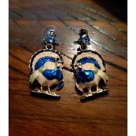 Unbranded Turkey Earrings Gold Tone Post Stud Drop Festive Holiday