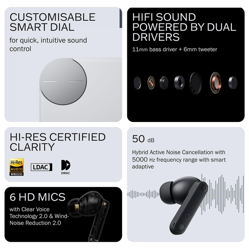 CMF Buds Pro 2 Wireless Earbuds with Smart Dial, 50dB