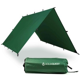 AquaQuest Safari Camping Tarp - Lightweight Durable Rain Fly - Waterproof Camping Essentials for Hiking, Backpacking & Hammock, 13 x 10 ft, Forester Green