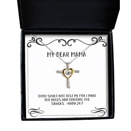 Perfect Mama Gifts, Thou Shalt Not Test Me For I Make The Rules. -[], Joke Birthday Cross Dancing Necklace For Mom From Daughter, Cool mom, Cool mom gifts, Unique gifts for mom, Best gifts for mom,