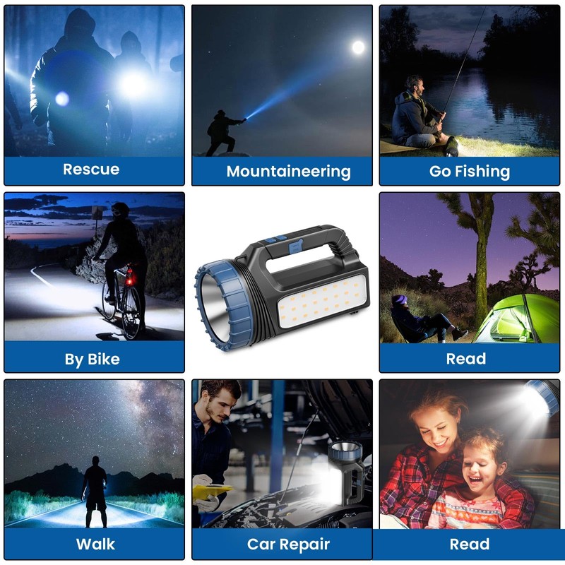 E-SHIDAI Solar Flashlight，Solar Powered Flashlight for Multi Function 8000 Lumens