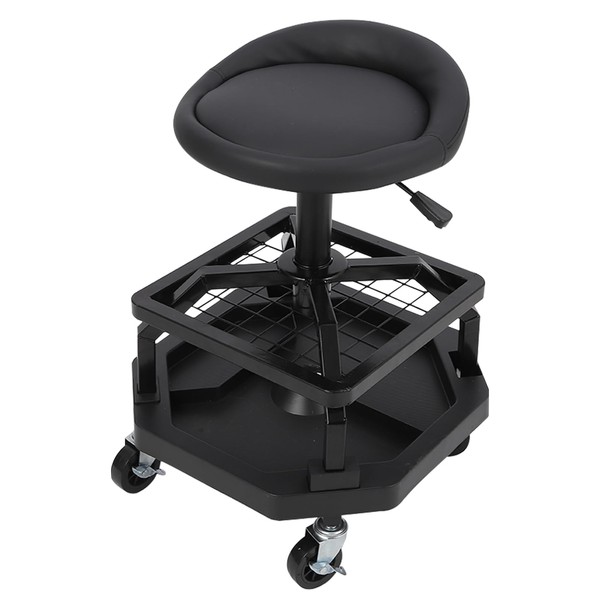 EliteEdge Rolling Garage Stool, 330 LBS Capacity, Adjustable Height, 360°