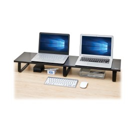 Tripp Lite Dual-Monitor Riser Stand for Desk, Black Wood & Steel Desktop Organizer for 2 Screens - Computer, Laptop, PC, Printer, & TV Shelf Stand - 39 x 10 inch Platform, 5-Year Warranty (MR4010)