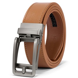 BOSTANTEN Mens Belt Leather Ratchet 1 3/8'' Belt For Men Gift Dress and Casual with Adjustable Buckle, Trim to Fit