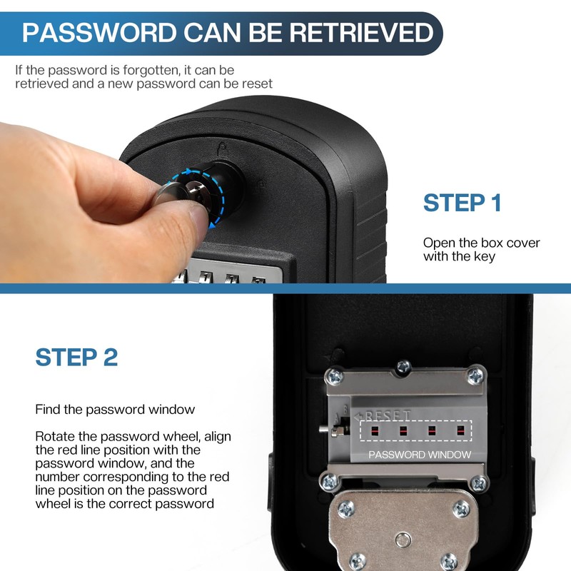 NBYT Portable Combination Lock keybox, Forgotten code can be found,For