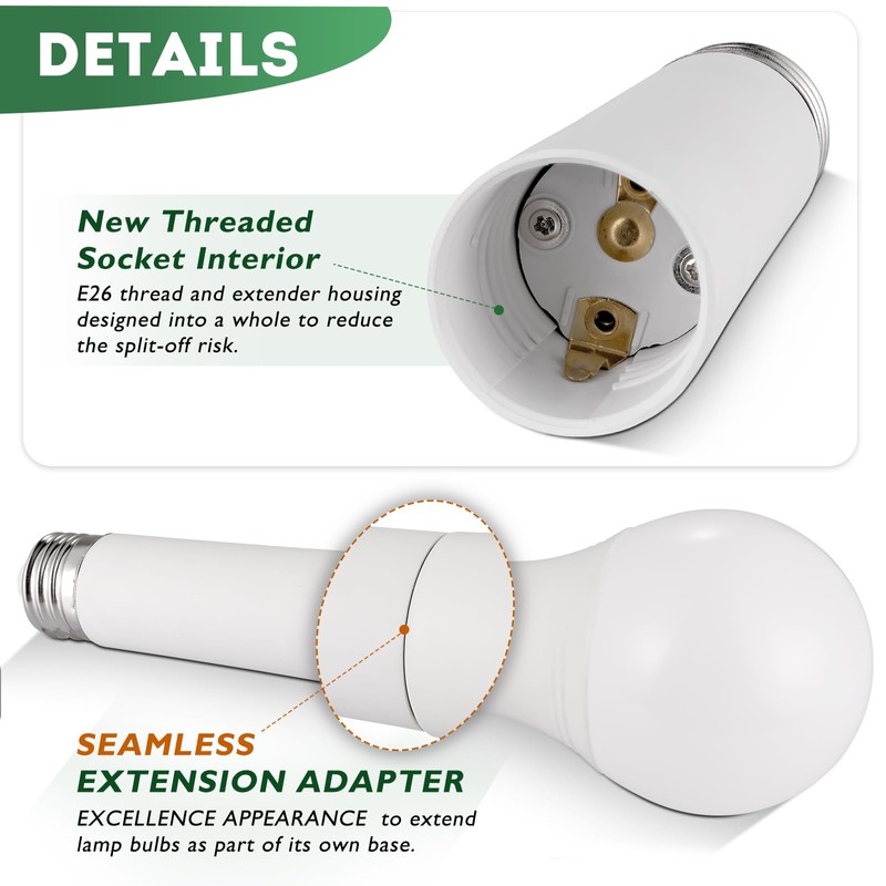 Light Socket Extender,E26 to E26 Medium Screw Light Bulb Socket