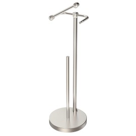 RARXTR Toilet Paper Holder Stand, Post Pivoting Design Free Standing Toilet Paper Holder with Storage for 4 Rolls, SUS304 Stainless Steel Tissue Holder with Reserve, Heavy-Duty Base (Brushed Nickel)
