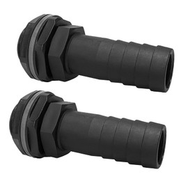 Pack of 2 Water Butt Feed-Through 1 Inch Male Thread with Hose Nozzle 25 mm (1 Inch) Hose Connection, Tank Fitting with Nozzle and Seal for Water Butt, Water Tanks, Cisterns