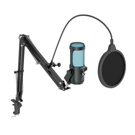 JARO USB Condenser Microphone with Boom Arm Studio Mic for Gaming, Podcast, Recording Real-Time Monitoring & Mute