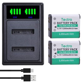 Tectra 2X EN-EL19 NP-BJ1 Battery and LED Dual Charger for Nikon Coolpix S32, S33, S3100, S3200, S3300, S3500, S3600, S3700, S4100, S4200, S5200, S6400, S6500 Cameras