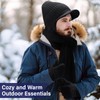 Jeere 8 Pcs Winter Warm Set for Men Black Knitted