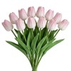 12 Pcs Artificial Light Pink Tulips | Real Touch Latex