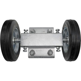 Rolling GATE 6" Wheel Carrier: for Chain Link Fence Rolling/Sliding Gates - Gate Wheel Rut Runner - 2 Rubber Wheels (axle is 7" from Wheel to Wheel)