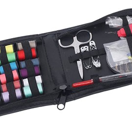 Juego de kit de costura premium, kit de costura de color para viajeros, adultos, principiantes, suministros de costura de bricolaje con estuche para el hogar, camping