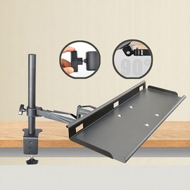 Vesa Keyboard Tray, Steel Tube Mount Keyboard Tray, 35mm Cylindrical Mount, Cold Rolled Steel Quality Keyboard and Mouse Tray, Monitor Stand Arm Accessories Fencing Design Program VESA 100x100MM (C)