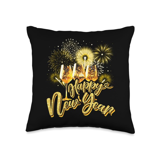 Happy New Year 2025 Three Wine Glass New Year's Eve