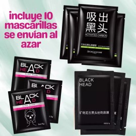 Universo en Linea 10 Mascarillas Facial Carbón Activado + 4 Removedores Acné